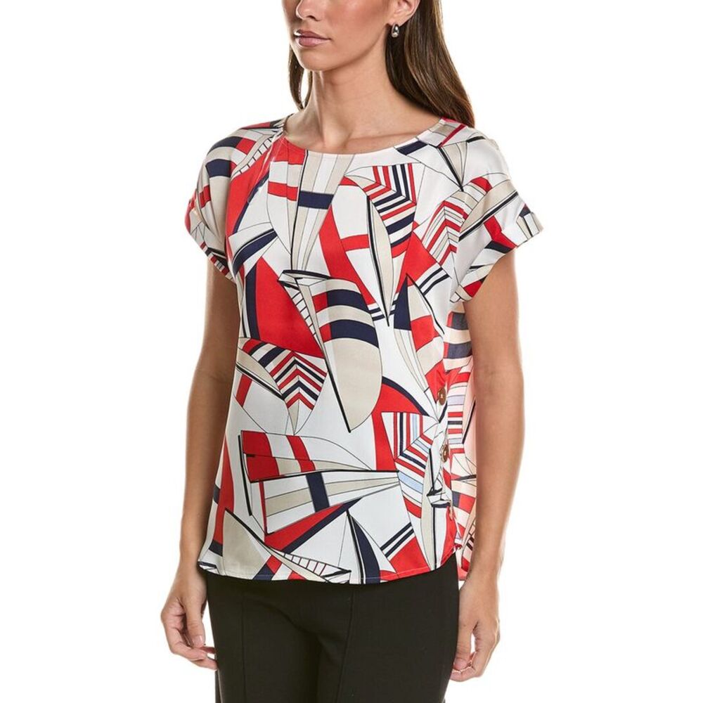 Jones New York Womens  Printed Blouse, Red